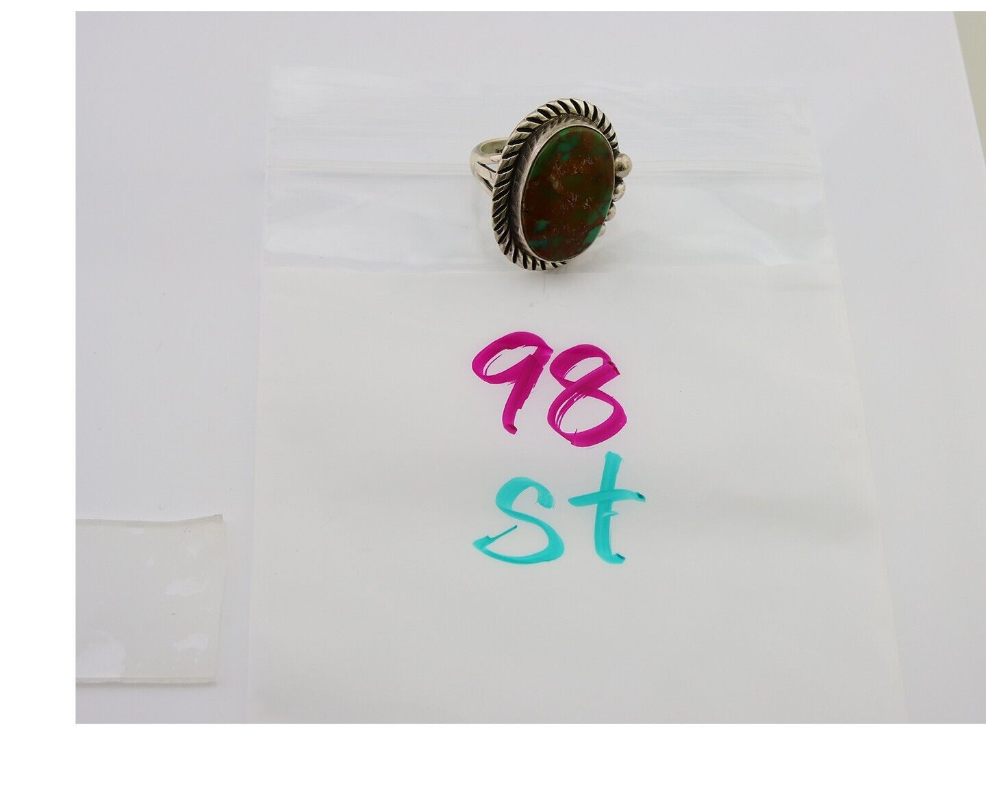 Navajo Ring 925 Sterling Silver Natural Turquoise Signed Mike Begay C.80's