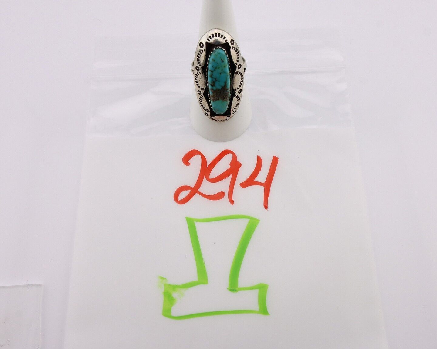 Navajo Ring 925 Silver Natural Kingman Turquoise Native American Artist C.80's