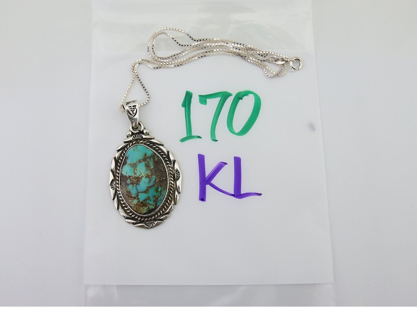 Navajo Necklace 925 Silver Natural Blue Turquoise Artist Signed M Montoya C.80's