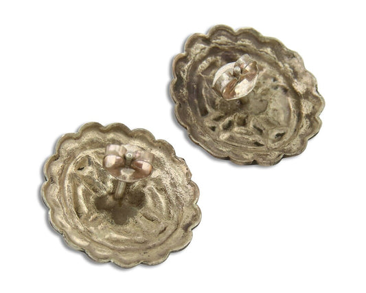 Navajo Earrings 925 Silver Handmade Concho Native American Artist C.80's