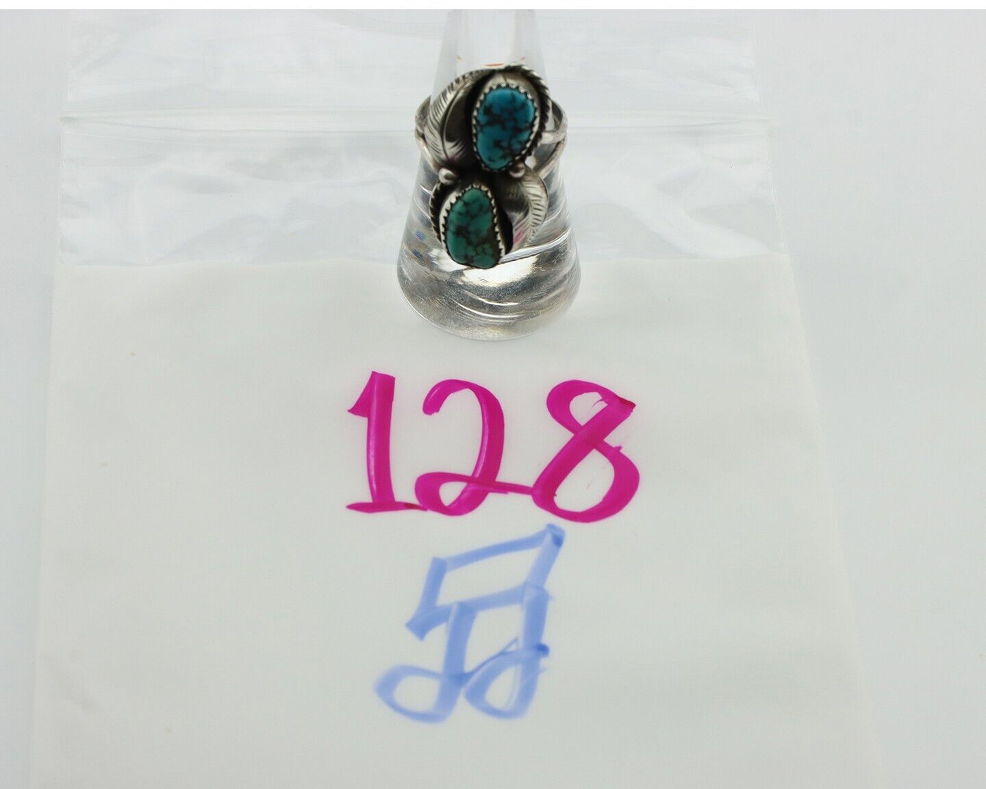 Navajo Ring 925 Silver Blue Sleeping Beauty Turquoise Native Artist C.80's
