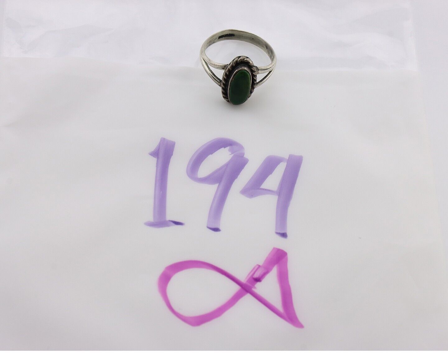 Navajo Ring 925 Silver Green Turquoise Native American Artist C.80's