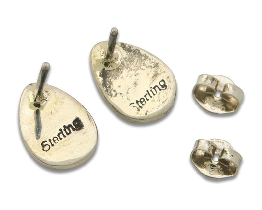 Navajo Earrings 925 Silver Pink Mussel Native American Artist C.80's