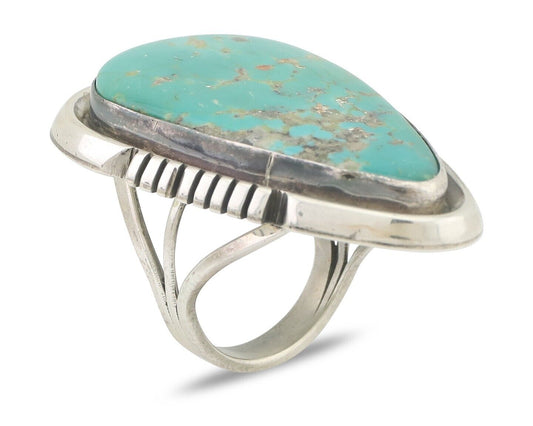 Navajo Ring 925 Silver Blue Gem Turquoise Artist Signed Doug Zachary C.80's