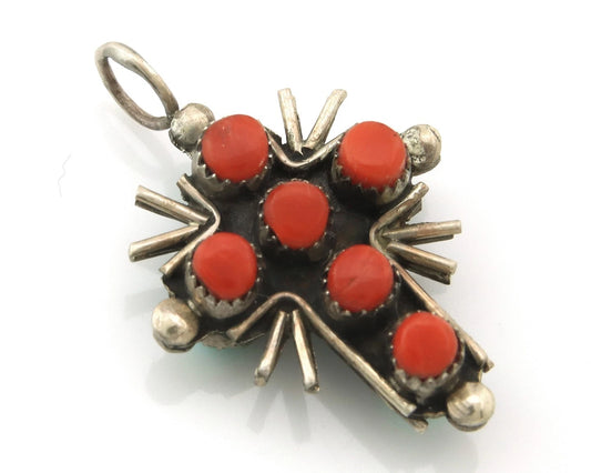 Navajo Cross Pendant Sterling Silver Natural Gemstones Vintage
