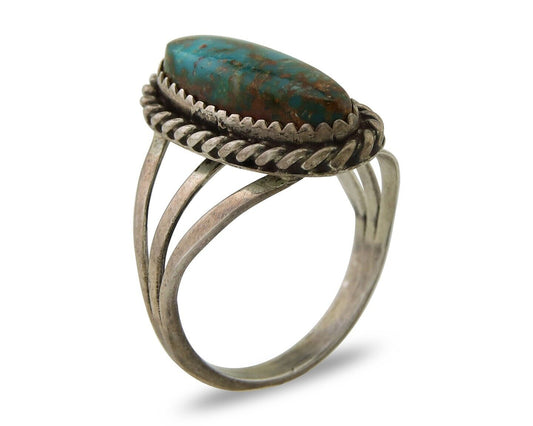 Navajo Ring 925 Sterling Silver Turquoise Native American Artist C.80's