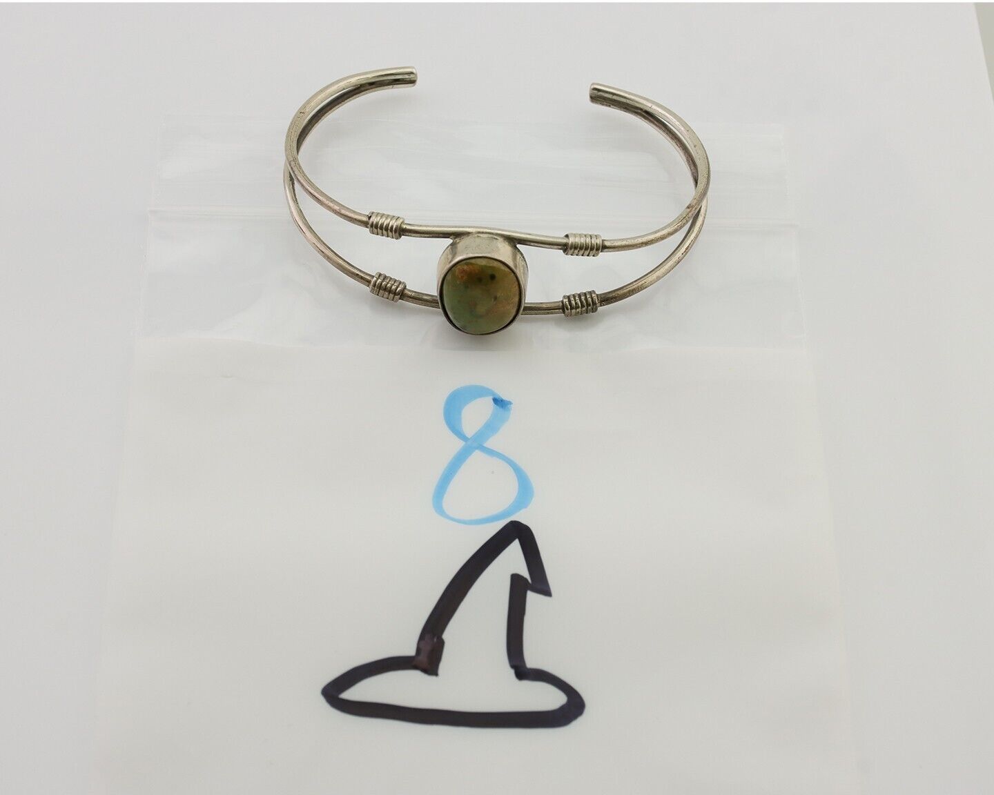 Navajo Bracelet 925 Silver Natural Green Turquoise Native American C.80's