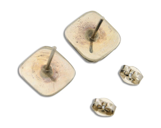 Navajo Hand Stampied Earrings 925 Silver Blue Turquoise Native Artist C.80's