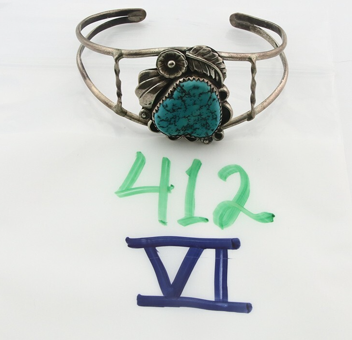 Vintage Navajo Bracelet 925 Silver Turquoise Handmade Signed Alvin Joe