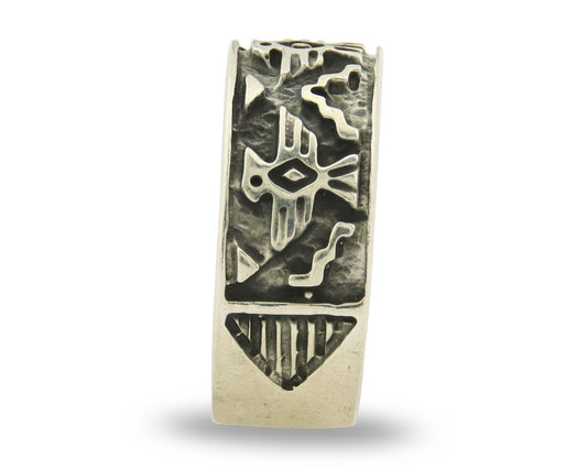 Navajo Band Ring Sterling Silver Vintage Authentic Signed BSM Size 5.0