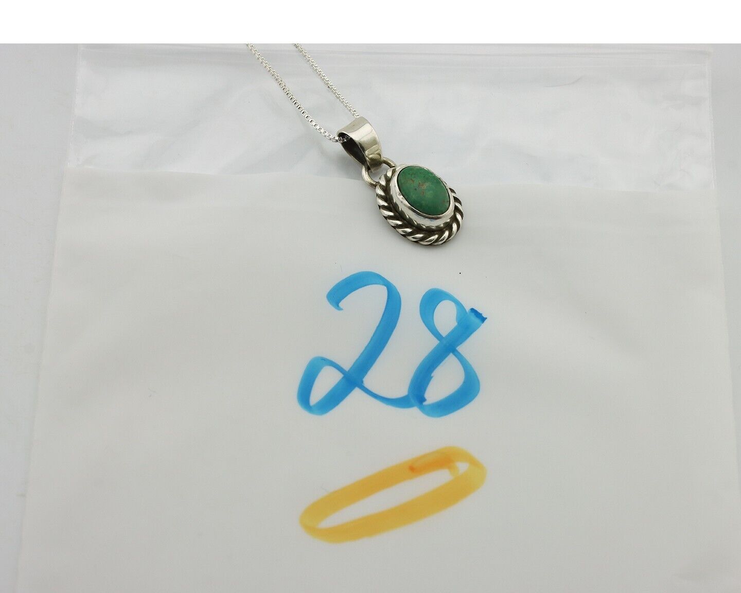 Navajo Necklace 925 Silver Natural Kingman Turquoise Native Artist C.2008