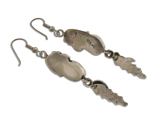 Navajo Dangle Earrings 925 Silver Blue Native American Artist C.80's
