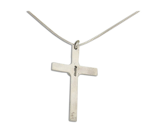 Navajo Sand Cast Necklace 925 Silver Turquoise Native American Artist C.80's