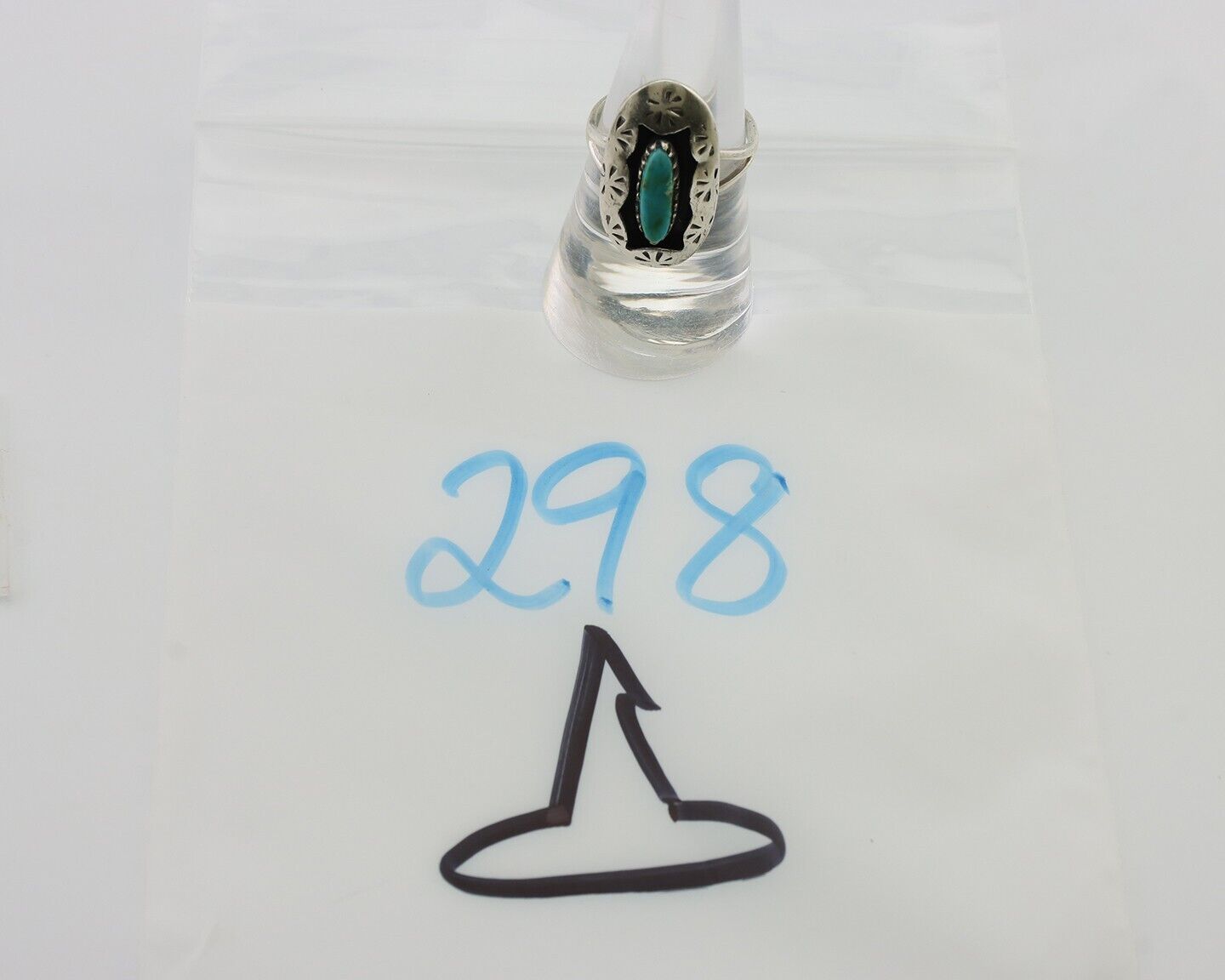 Navajo Ring 925 Silver Natural Blue Turquoise Native American Artist C.80's