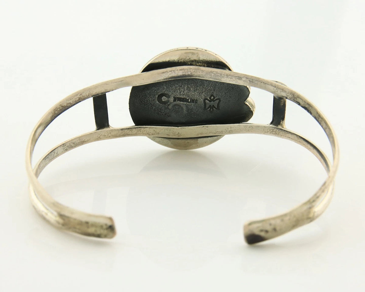 Navajo Cuff Bracelet Sterling Silver Turquoise Vintage Artist Signed C Montoya