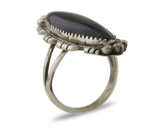 Navajo Handmade Ring 925 Silver Black Onyx Native American Artist C.80's