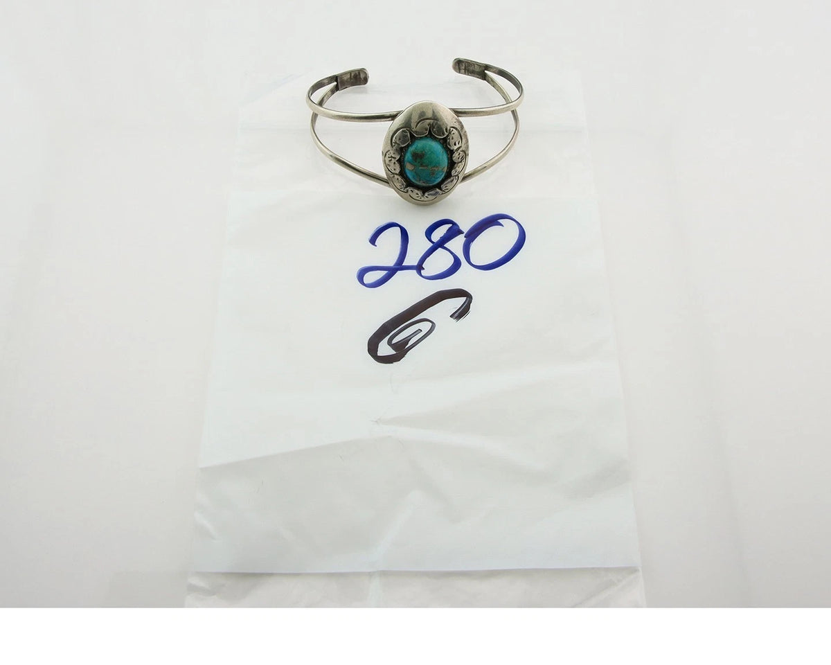 Navajo Cuff Bracelet 925 Sterling Silver Turquoise Vintage Handmade