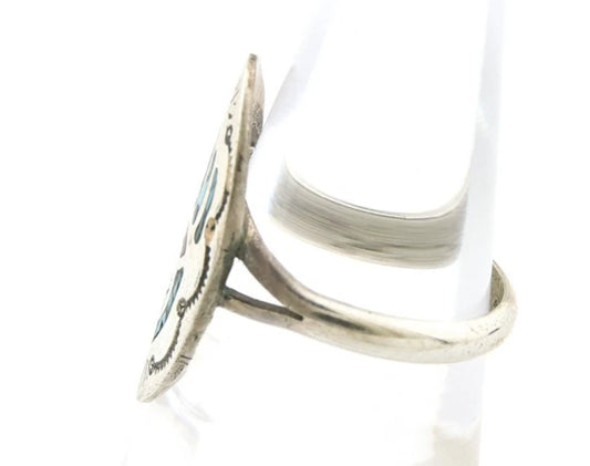 Navajo Bagger Paw Ring Sterling Silver Natural Gemstone Vintage Size 5.75