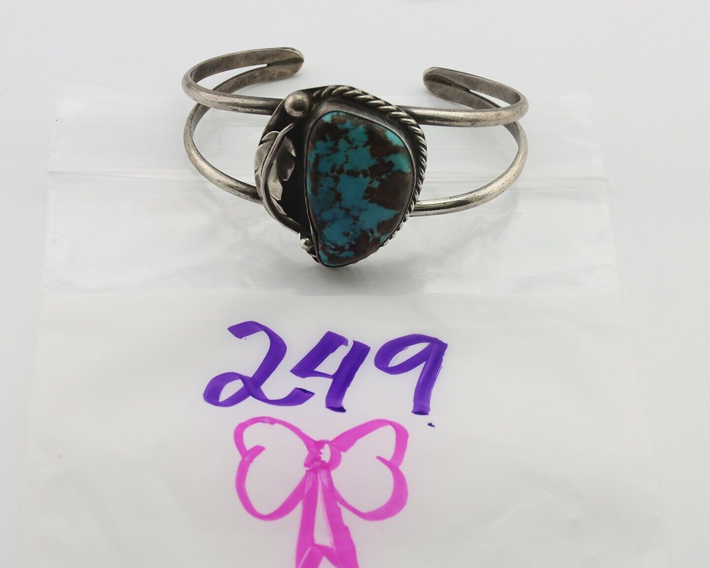 Navajo Bracelet 925 Silver Gober-Burnham Turquoise Native American Artist C.80's