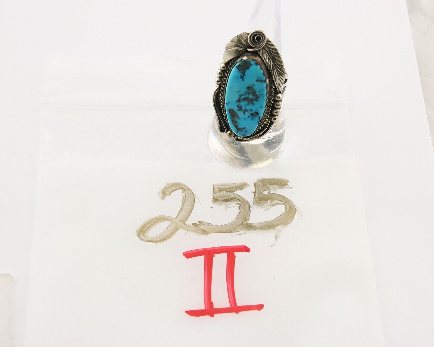 Navajo Ring 925 Sterling Turquoise Artist Justin Morris C.80's Size 7.5