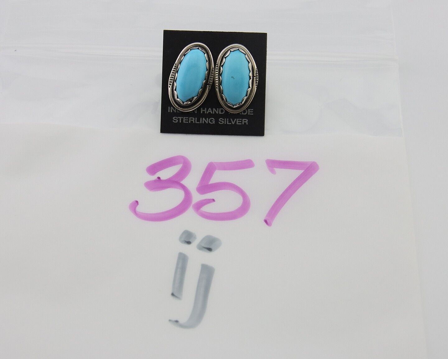 Navajo Earrings 925 Natural Blue Turquoise Native American Artist C.80's