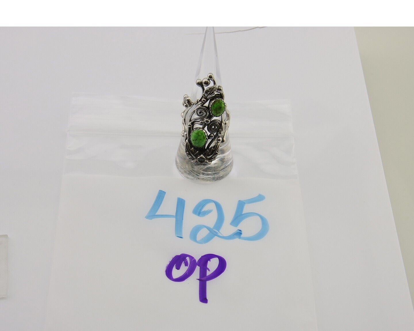 Navajo Ring 925 Silver Natural Denim Lapis Artist Signed Prairie Fire C.80's