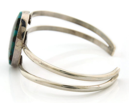 Navajo Cuff Bracelet Sterling Silver Turquoise Vintage Native Artist