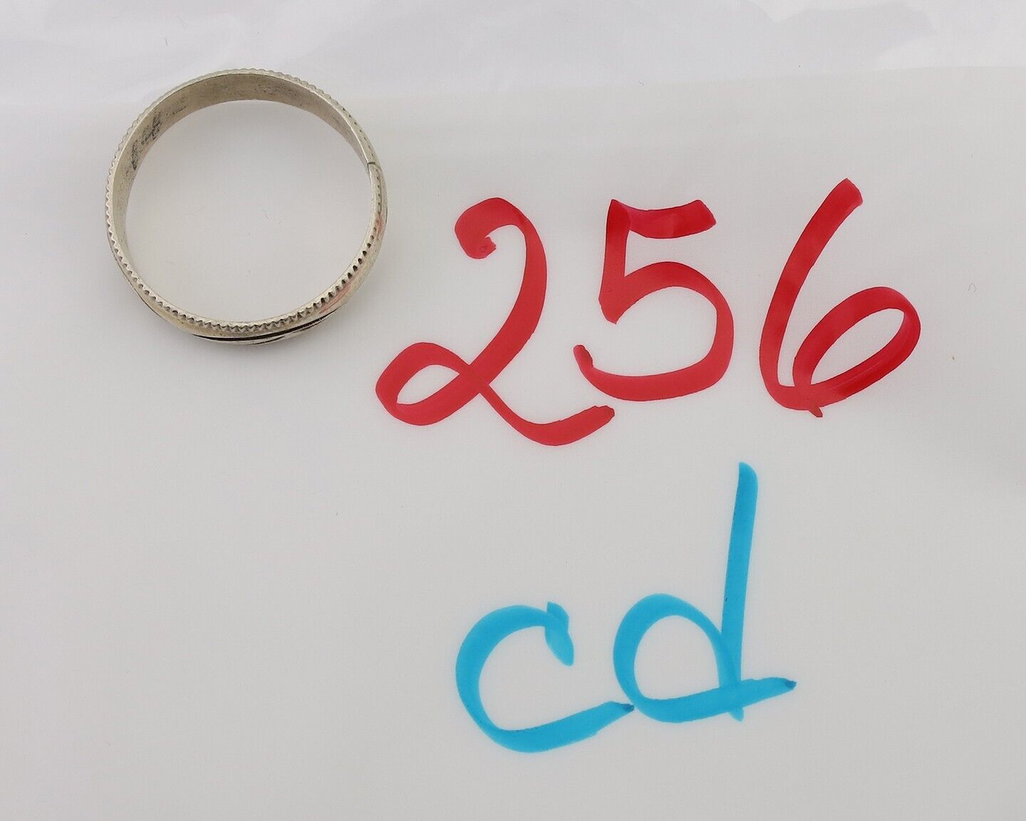 Navajo Hand Stamped Band 925 Silver 6.0 mm Native Artist Size 11.75 C.80's