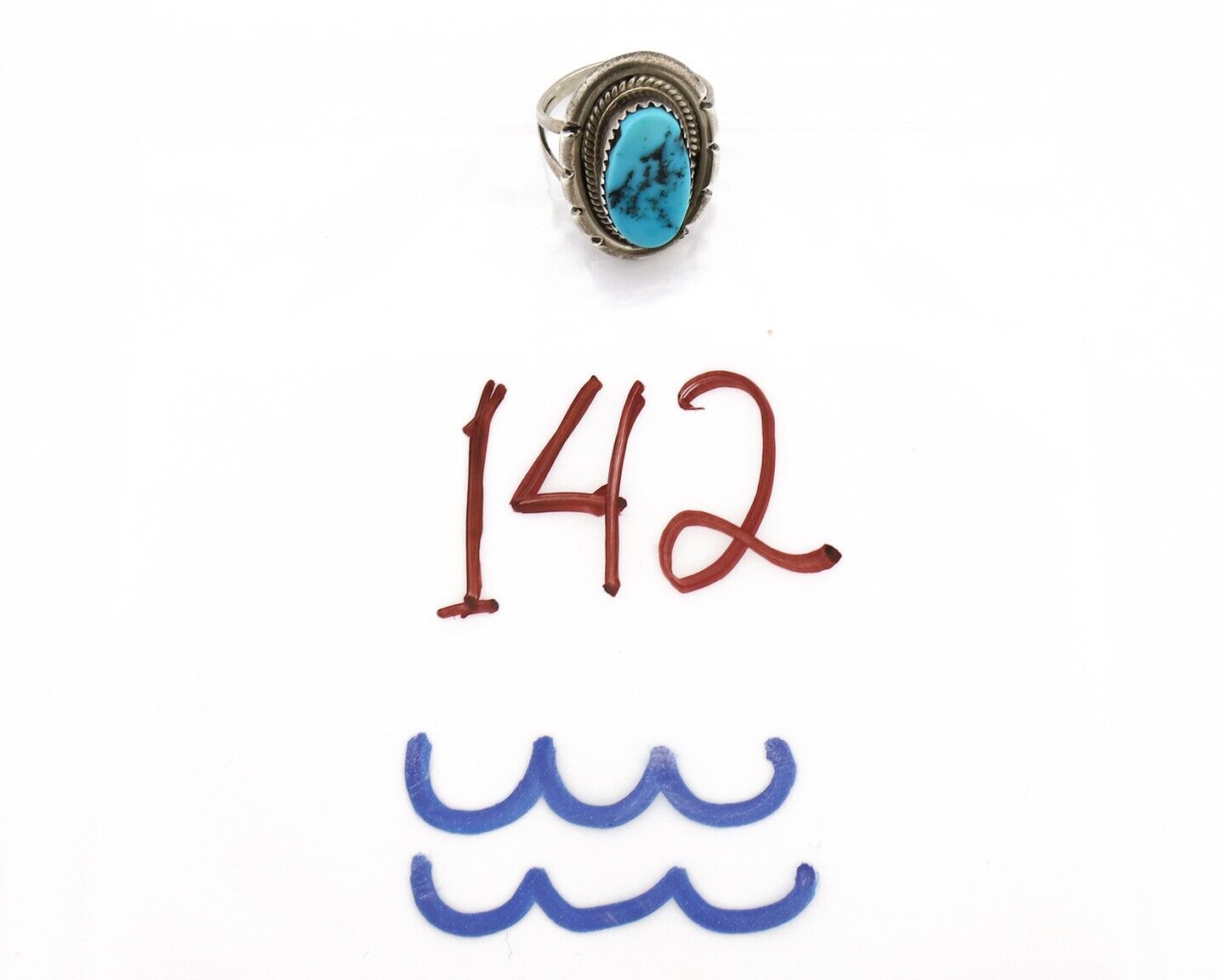 Navajo Ring 925 Silver Morenci Turquoise Native American Artist C.80's
