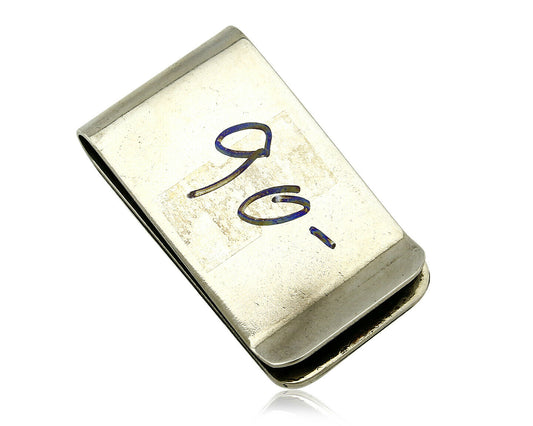 Navajo Money Clip .925 Silver & Nickle Hand Stamped Artist Native C.80-90's