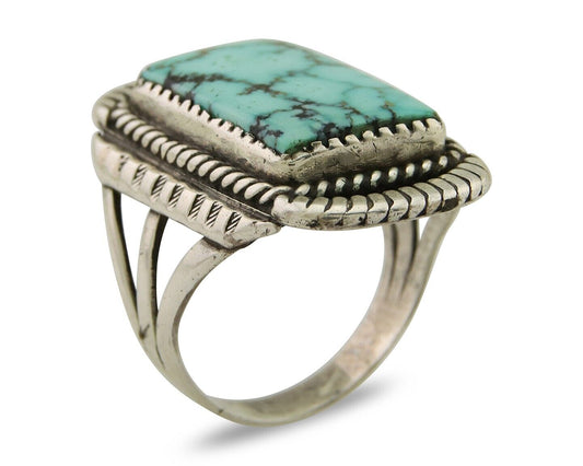 Vintage Navajo Ring 925 Sterling Silver Turquoise Native American Artist C.50's