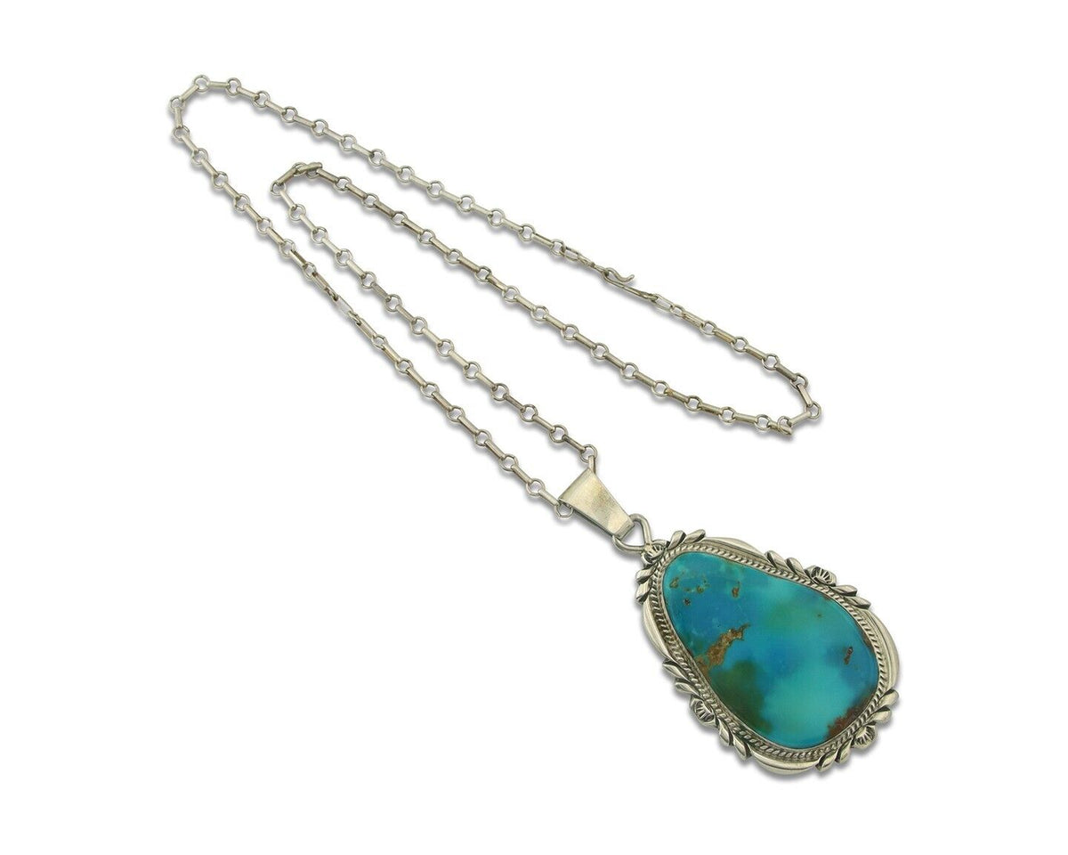 Huge Vintage Navajo Necklace 925 Silver Royston Turquoise Signed Billie Eagle