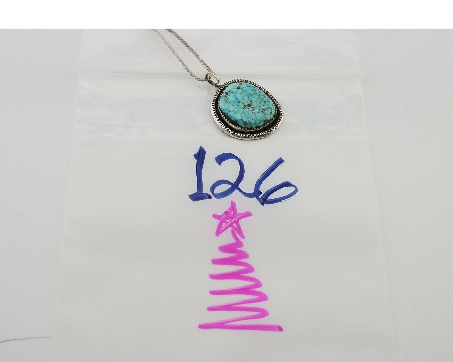 Navajo Pendant 925 Silver Natural Blue Turquoise Artist Signed Yazzie C.80's