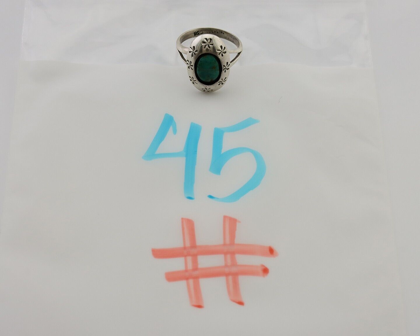 Navajo Ring 925 Silver Kingman Turquoise Native American Artist C.80's