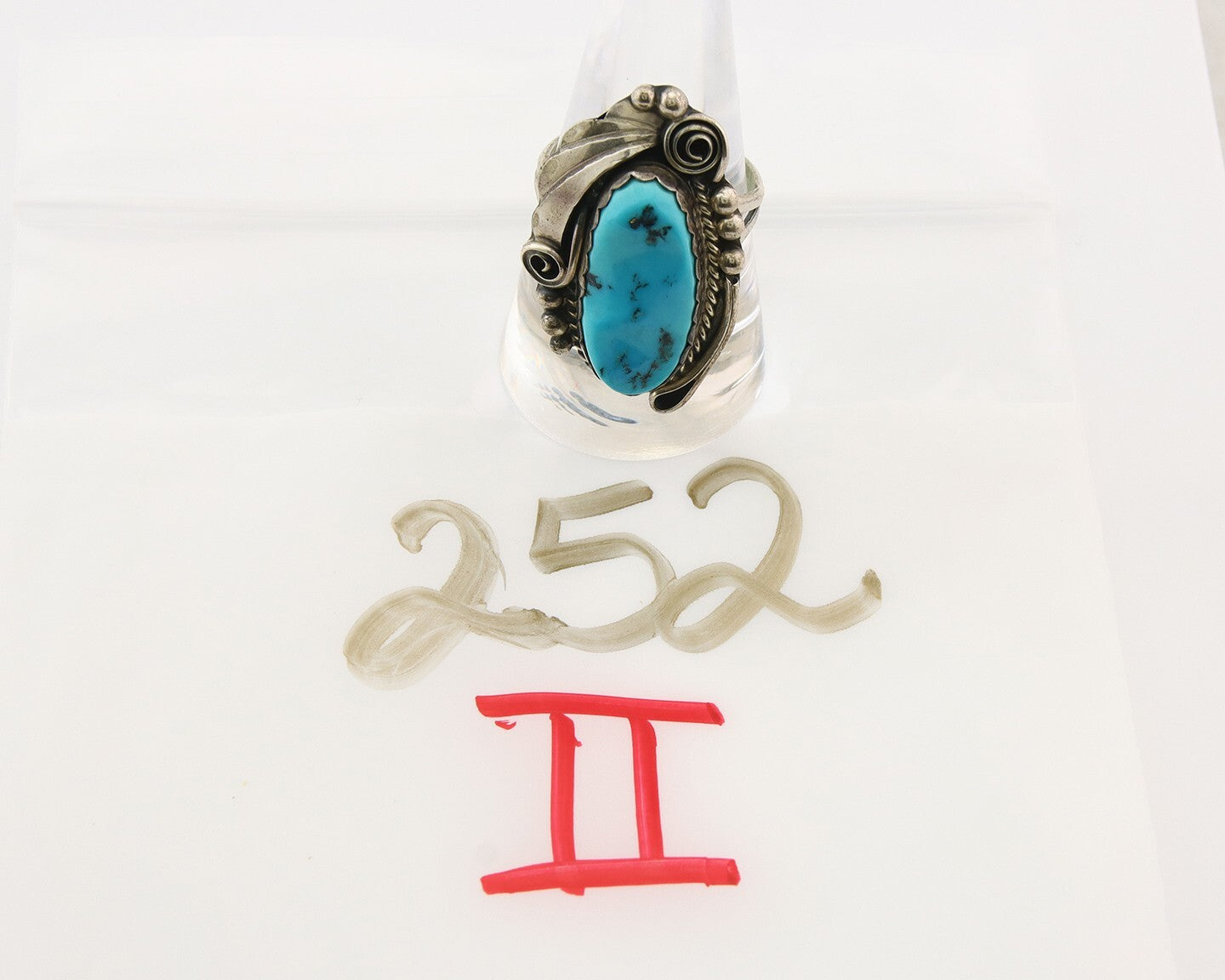 Navajo Ring 925 Sterling Turquoise Artist Justin Morris C.80's Size 9.0