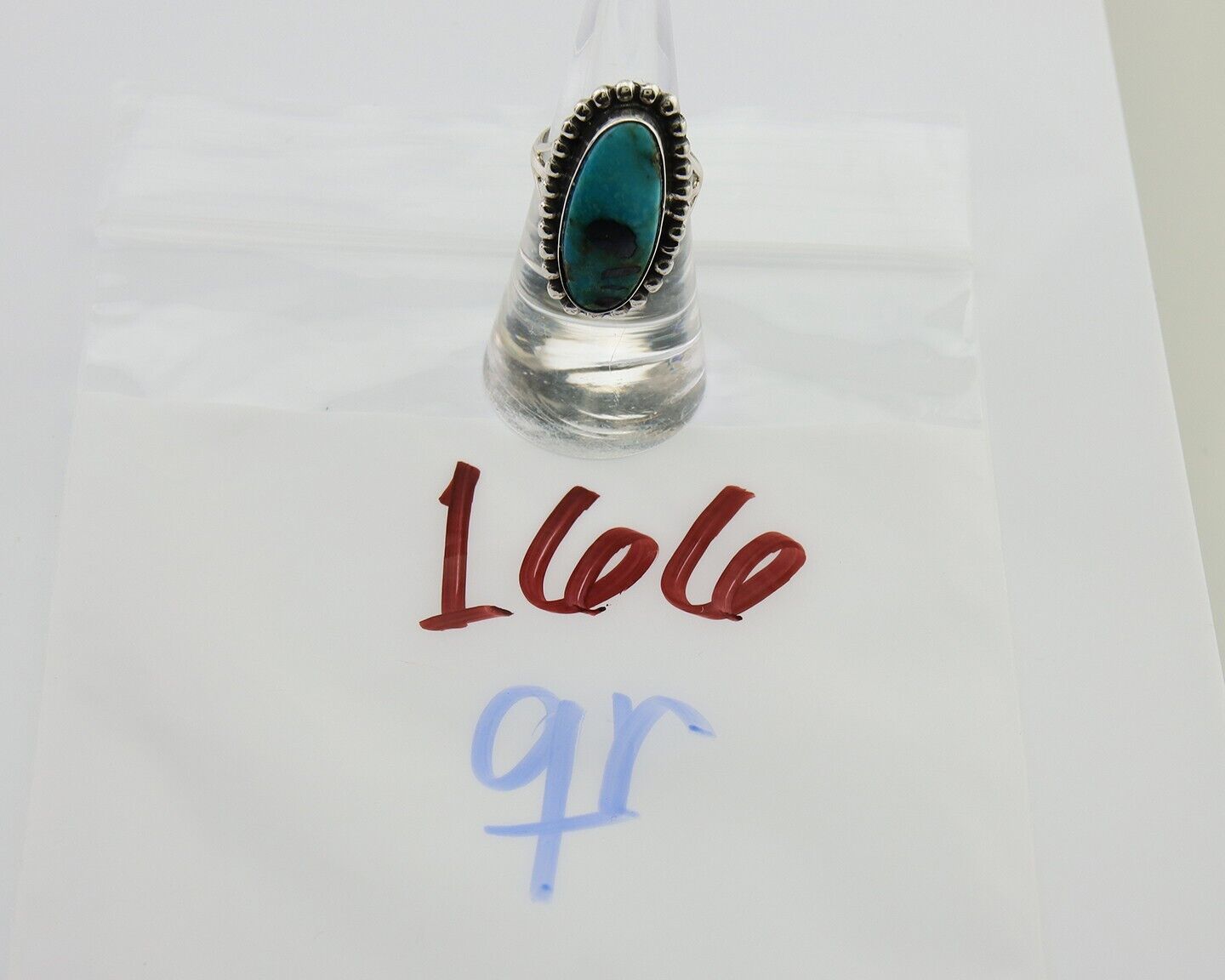 Navajo Shield Ring 925 Silver Arizona Turquoise Native Artist C.80's