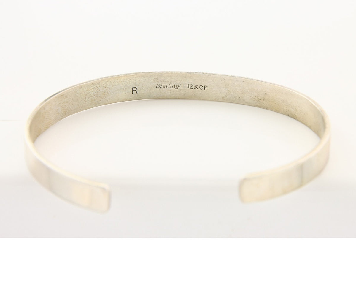 Navajo Bracelet 925 Silver & 12k Yellow Gold Filled Signed R C.80's