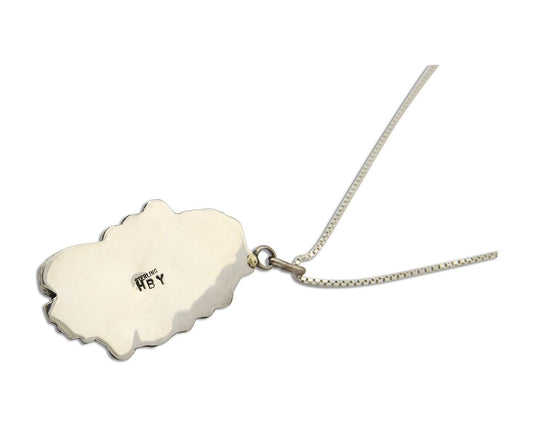 Navajo Necklace 925 Silver Natural Turquoise Artist Signed Harry Yazzie C.80's