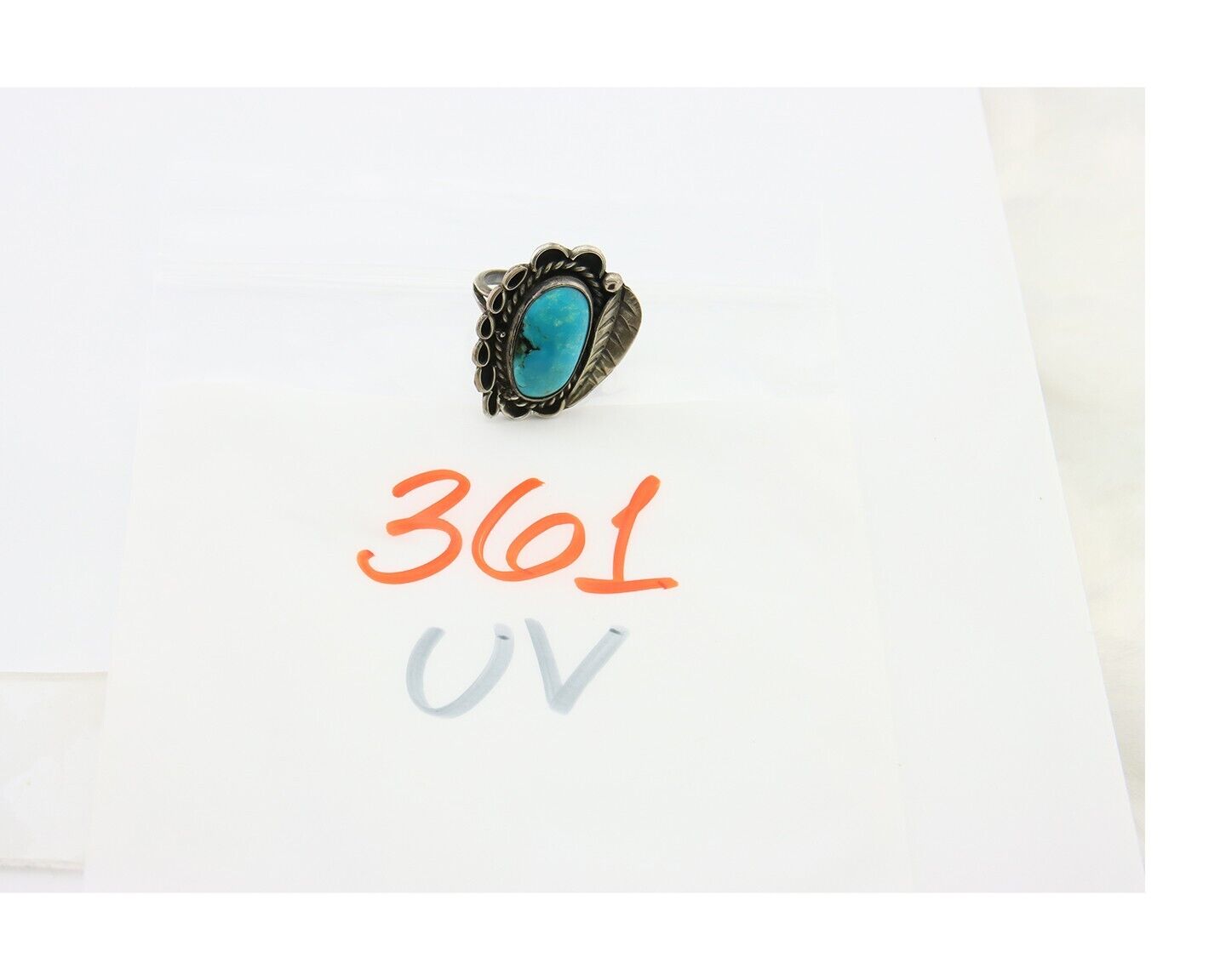 Navajo Ring .925 Sterling Blue Turquoise Artist Signed AP C.80's