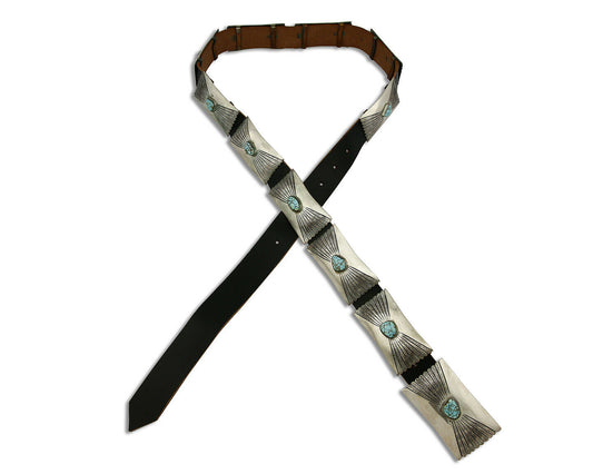 Navajo Concho Belt .925 Silver Mine #8 Turquoise Tobe Turpen Vault Collection