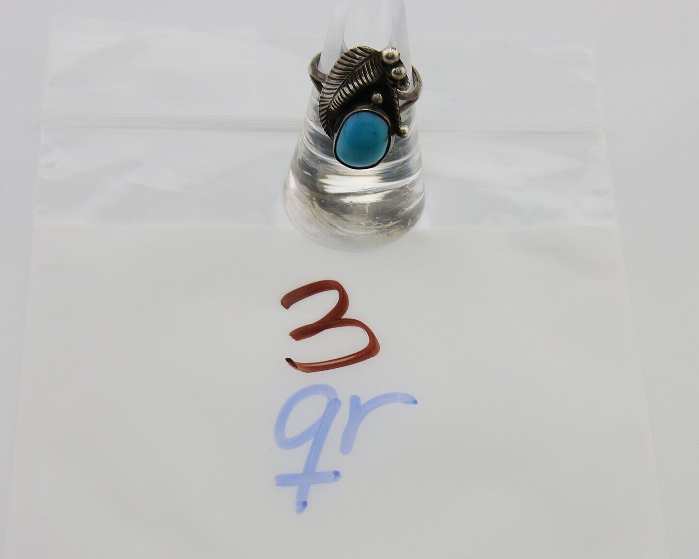Navajo Handmade Ring 925 Silver Turquoise Signed BP C.80's