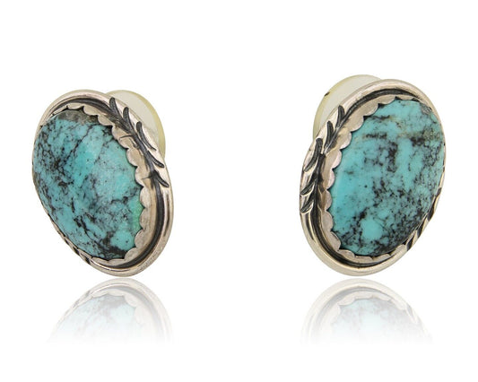 Navajo Earrings 925 Silver Natural Blue Native American Artist C.80's