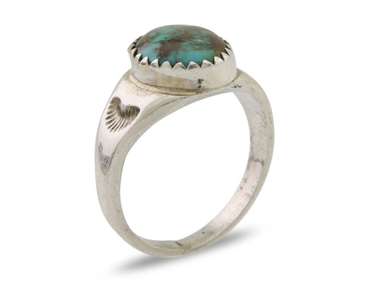 Navajo Ring 925 Silver Natural Blue Turquoise Native American Artist C.80's