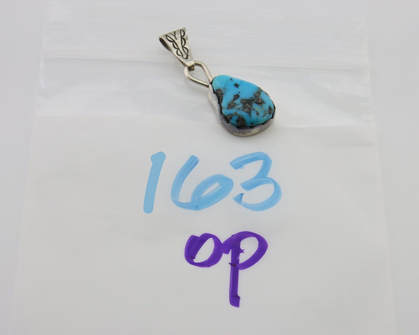 Navajo Sleeping Beauty Turquoise Pendant 925 Silver Signed Tony Guerro C.80's