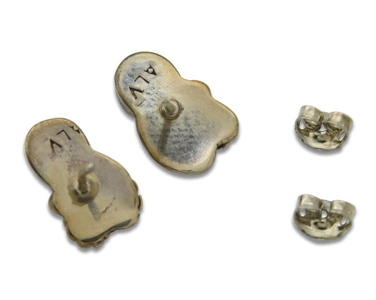 Navajo Earrings 925 Silver Handmade Natural Pink Mussel Native American Artist