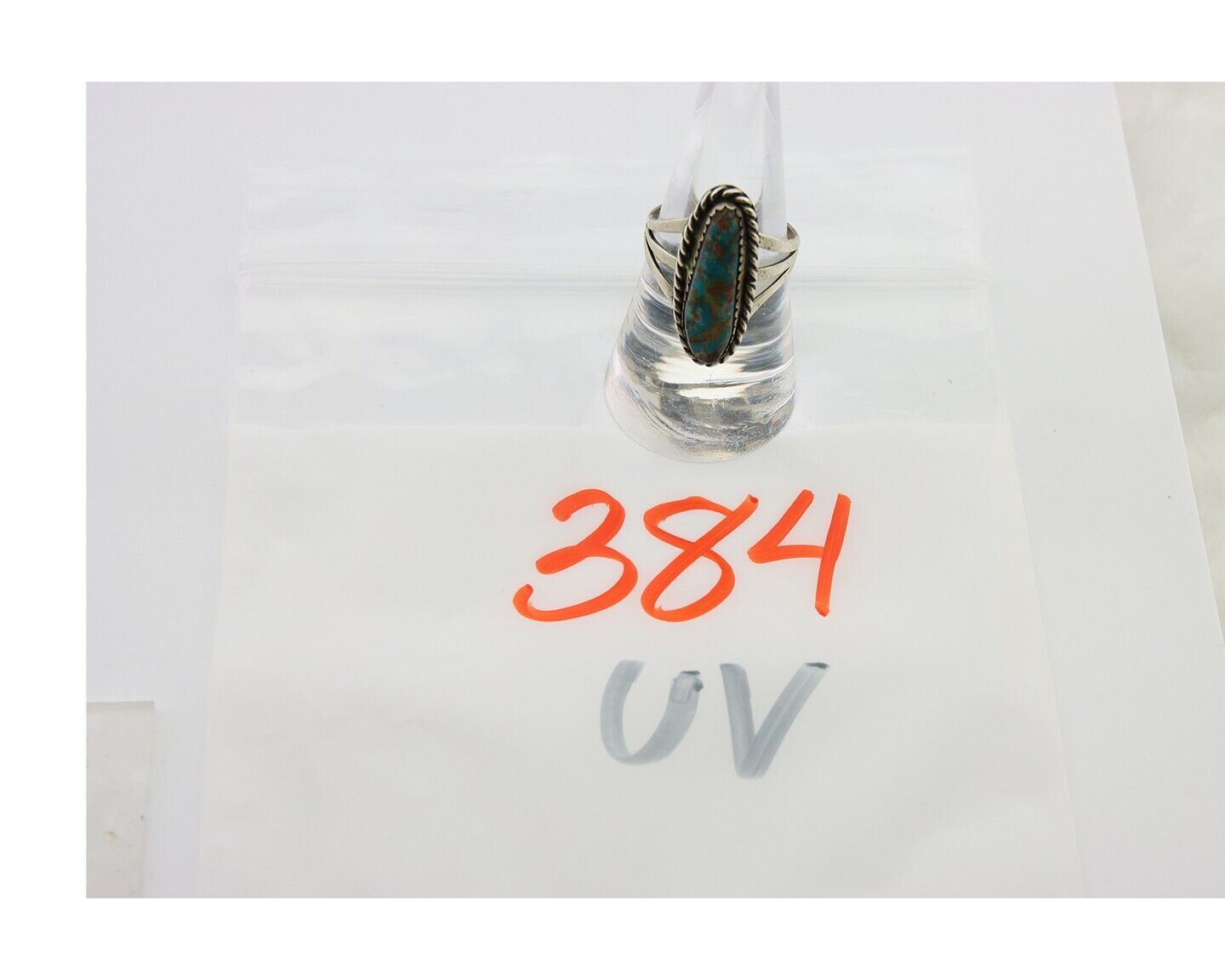 Navajo Ring 925 Sterling Nevada Turquoise Native American Artist C.80's