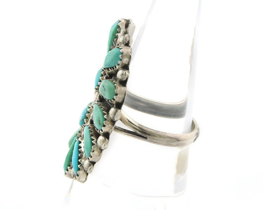 Navajo Concho Ring Sterling Silver Natural Turquoise Handmade Vintage