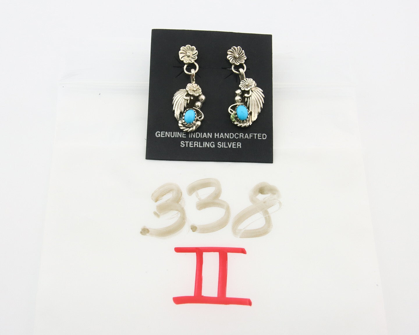 Navajo Earrings 925 Silver Natural Turquoise Native American Artist C.80's