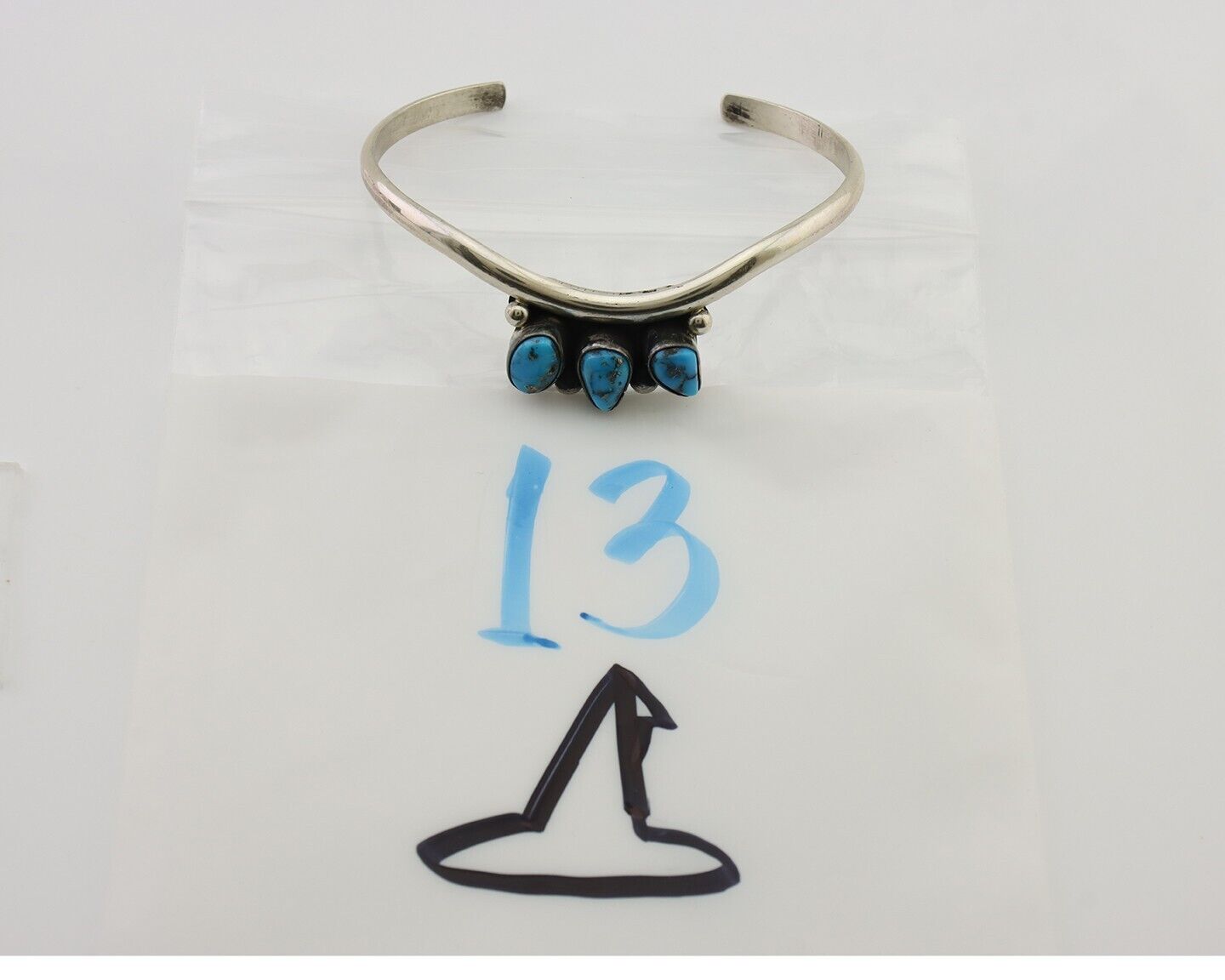 Navajo Bracelet 925 Silver Morenci Turquoise Artist Signed Frank Sandoval C.80's