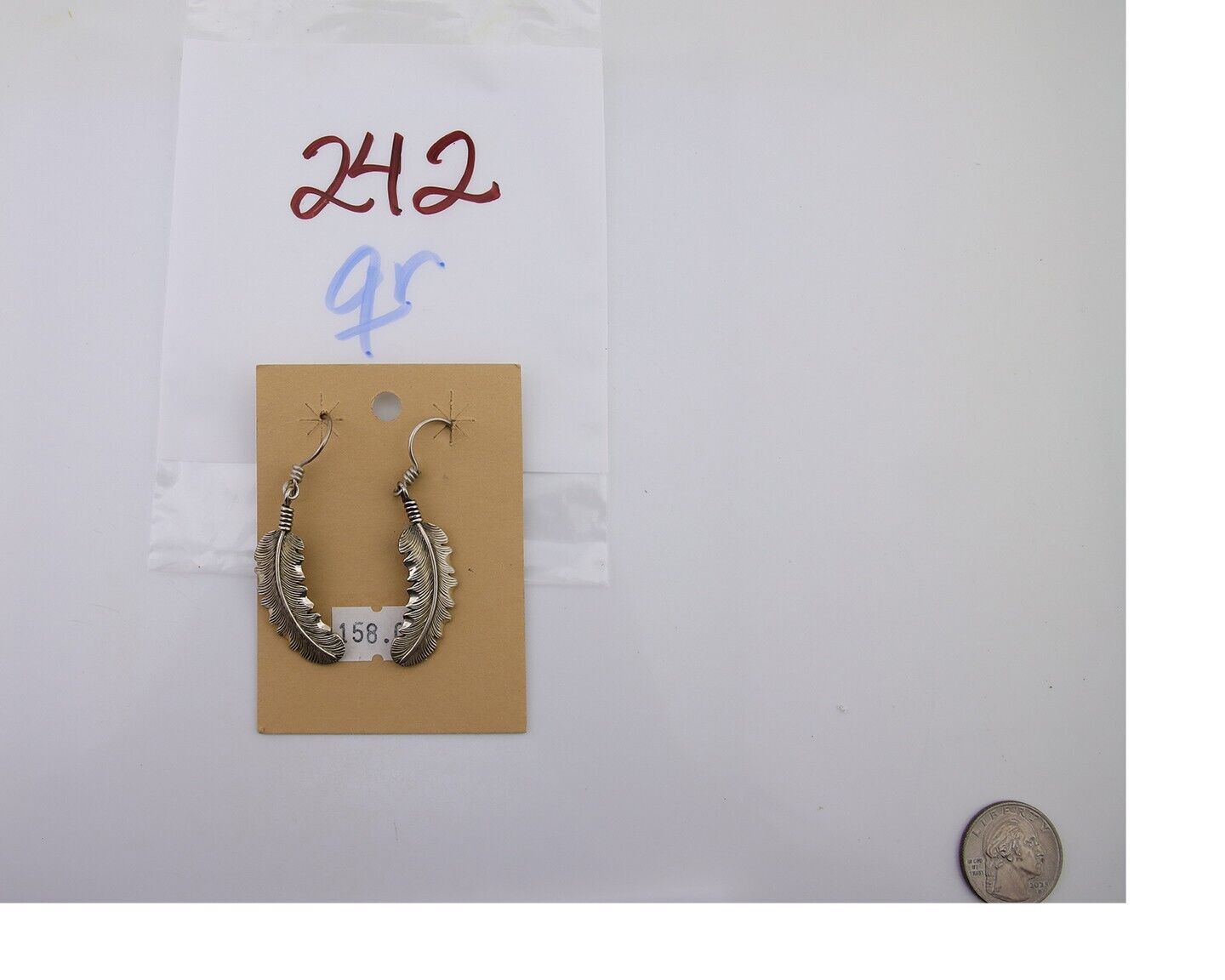 Navajo Eagle Feather Dangle Earrings 925 Silver Artist Signed D Lerma C.80's